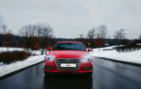 Picture winter, road, snow, Audi, Audi, red