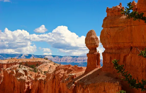 Picture the sky, clouds, mountains, rocks, canyon, USA, Bryce Canyon National Park