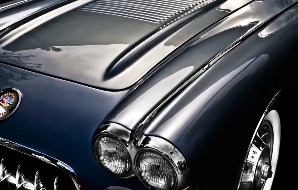 Picture background, Corvette, Chevrolet, the hood, Chevrolet, classic, 1957, Corvette