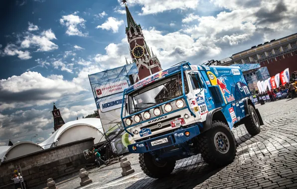Picture machine, The sky, Clouds, Auto, Blue, The city, Sport, Truck, Pavers, Day, Moscow, Red Bull, …