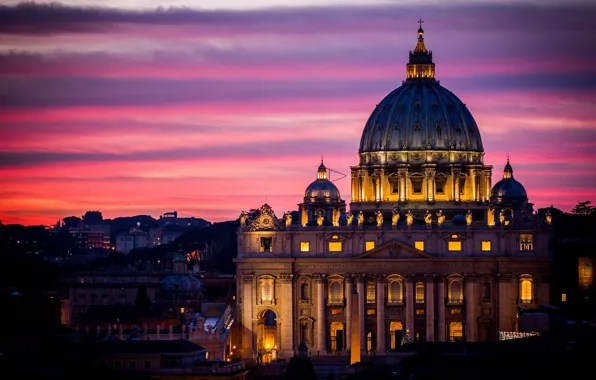 Picture the sky, sunset, the city, the evening, Rome, architecture, Italy, Rome, The Vatican, Vatican, St. …