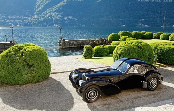 Picture retro, Italy, classic, promenade, the bushes, Italy, 1938, lake Como, Lombardy, Como, Como, Lombardy, Bugatti …