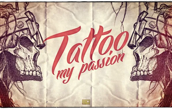 Picture style, the inscription, skull, tattoo, words, tattoo my passion