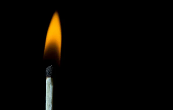 Picture fire, match, black background, wood, sulfur