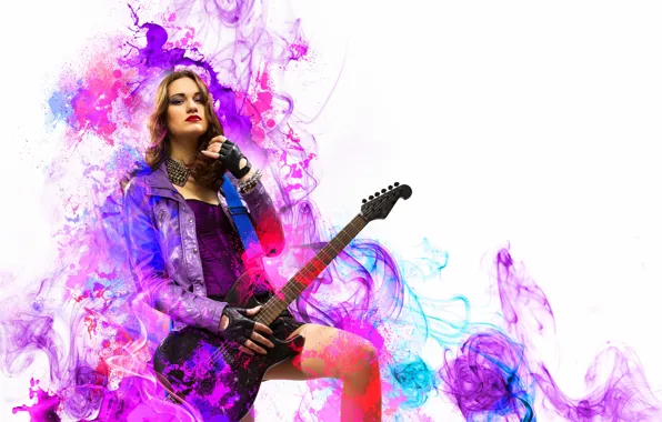 Picture girl, music, guitar, rock