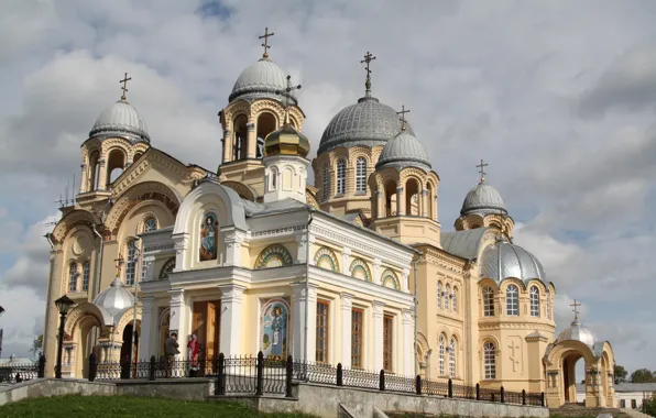 Picture Church, Cathedral, temple, architecture, the dome, painting, thread, Holy cross, Verkhoturye, Nicholas