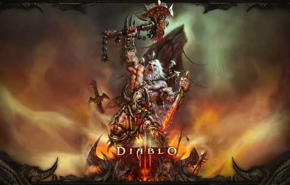Picture sword, axe, Diablo 3, barbarian