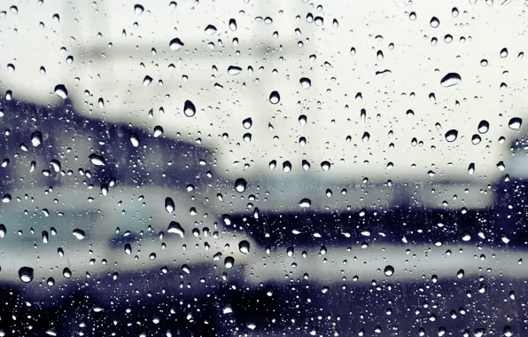 Picture glass, drops, the city, rain, street