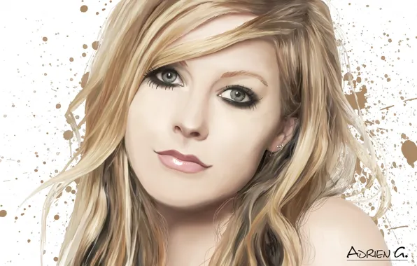 Picture girl, face, art, blots, singer, Avril Lavigne, Adrien Gaudin