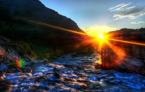 Picture the sun, morning, Blik, California, morning, Glacier National Park