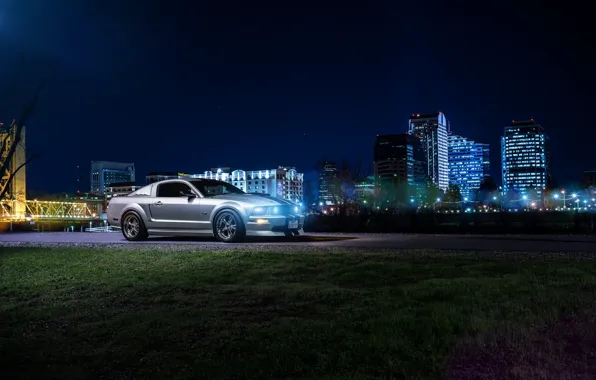 Picture Mustang, Ford, Dark, Muscle, Car, Front, Downtown, American, Nigth
