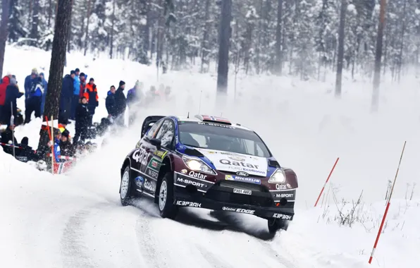 Picture Ford, Winter, Auto, Snow, Sport, Machine, Race, The hood, WRC, the front, Rally, Fiesta, Cold