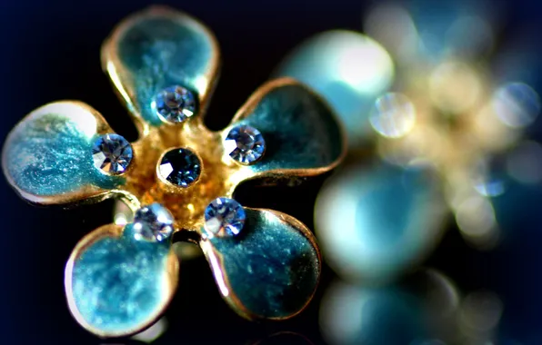 Picture blue, glare, gold, blue, Shine, blur, ring, gems, aquamarine