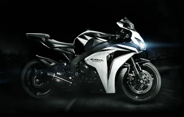 Picture white, light, black, lights, white, honda, bike, Honda, supersport, cbr, fairplayd, fireblade