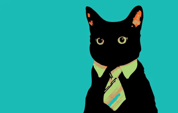 Picture minimalism, Cat, tie, looks