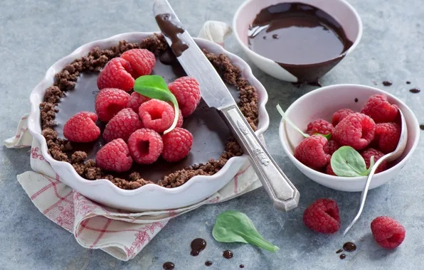 Picture photo, Chocolate, Knife, Food, Raspberry, Cakes, Pie