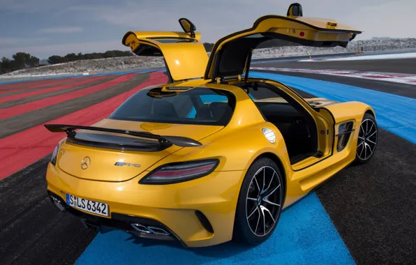 Picture yellow, Mercedes-Benz, door, Mercedes, rear view, AMG, SLS, Black Series, AMG