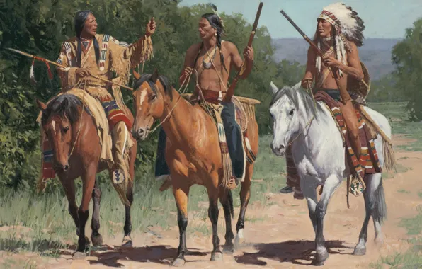 Picture picture, painting, painting, Call To The Little Bighorn, Mann
