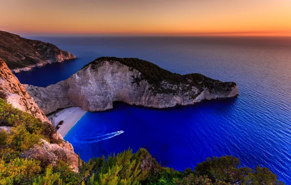 Picture sea, beach, island, Greece, Ionian Islands, Navagio