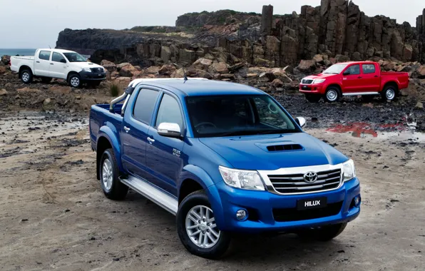 Picture Red, Auto, Blue, White, Wallpaper, Japan, Toyota, Car, Pickup, Auto, Hilux, Wallpapers, Toyota, Hilux, Picup