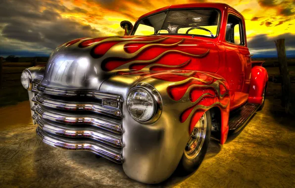 Picture fire, flame, car, Hot Rod, classic