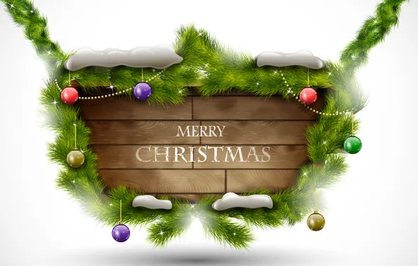 Picture winter, snow, decoration, holiday, balls, balls, winter, snow, Merry Christmas, holiday, decoration, Christmas