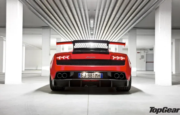 Picture red, pipe, Lamborghini, lights, columns, supercar, spoiler, Gallardo, supercar, rear view, top gear, the best …