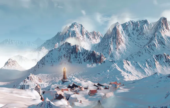 Picture snow, mountains, The Witcher, The Witcher-3:Wild Hunt, The white frost