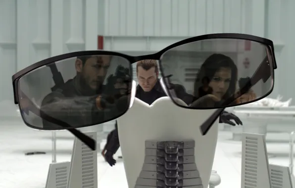 Picture reflection, room, glasses, Resident evil, Resident Evi