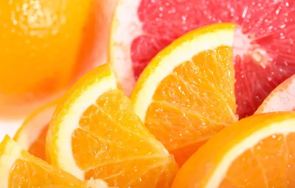 Picture macro, orange, citrus, slices, grapefruit