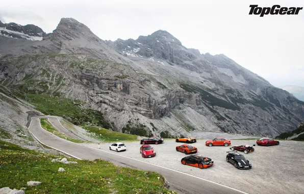 Picture road, mountains, McLaren, Jaguar, Mustang, Ford, 911, Porsche, BMW, Volkswagen, Bugatti, Ferrari, Boss 302, Veyron, …