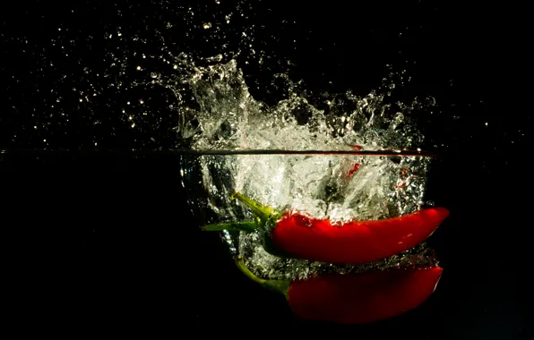 Picture water, squirt, food, splash, pepper, vegetables