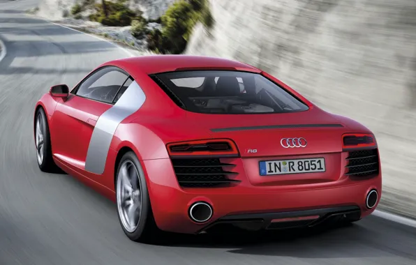 Picture road, red, rocks, Audi, Audi, supercar, rear view