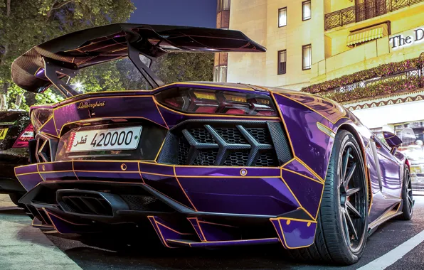 Picture Lamborghini, Street, Tron, LP700-4, Aventador, Back, Building, Parking, Supercar