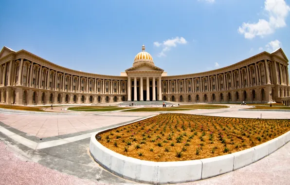 Picture the building, panorama, flowerbed, the dome