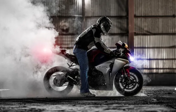 Picture smoke, motorcycle, Honda, burnout, superbike, sportbike, honda cbr 1000rr