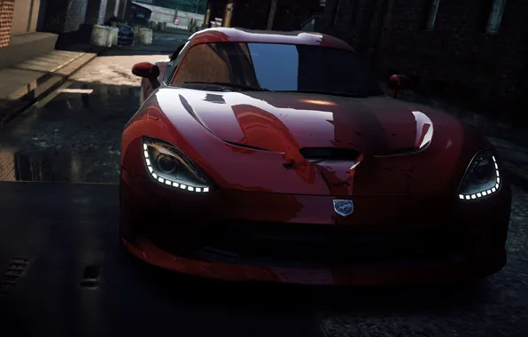 Picture the city, race, lights, alley, need for speed most wanted 2, Dodge Viper SRT-10