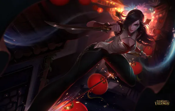 Picture the wind, sparks, wars, Kingdom, swords, lol, League of Legends, the killer, Katarina, Catarina