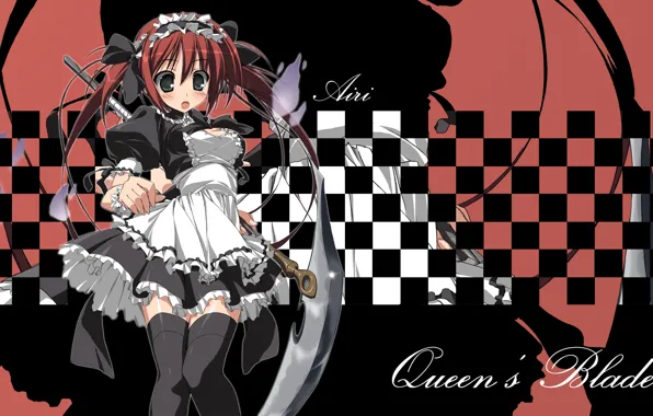 Picture shadow, stockings, uniform, the maid, apron, ruffles, bezel, Queen`s blade, chess square, Airi