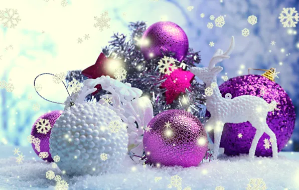 Picture decoration, snowflakes, balls, New Year, Christmas, Christmas, balls, New Year, decoration