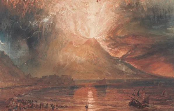Picture sea, landscape, picture, the volcano, William Turner, The Eruption Of Mount Vesuvius