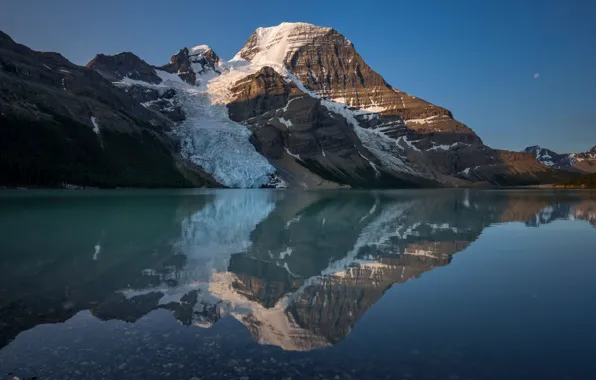 Picture snow, mountains, lake, reflection, rocks, Canada, Berg Lake, Mount Robson Provincial Park
