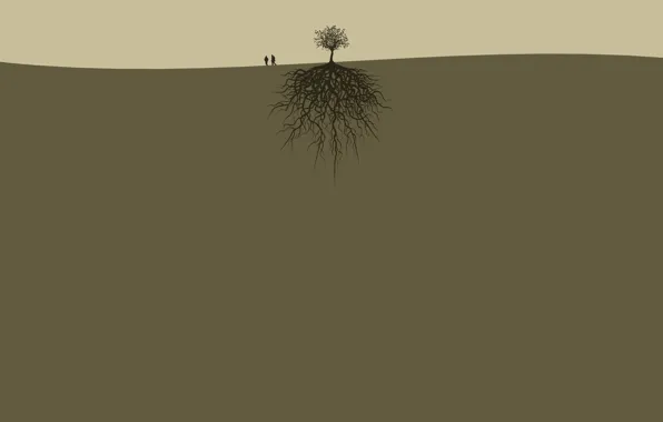 Picture roots, people, tree, earth, pair, two