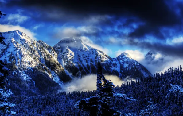 Picture winter, snow, mountains, nature, photo, HDR, USA
