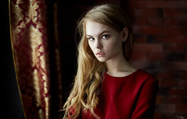 Picture look, girl, sweetheart, model, hair, lips, beautiful, in red, Rus, Anastasia Shcheglova, Anastasia Shcheglova