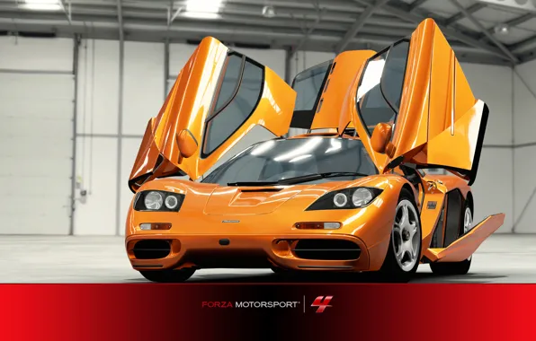 Picture line, garage, red, McLaren F1, modernization, Forza Motorsport 4