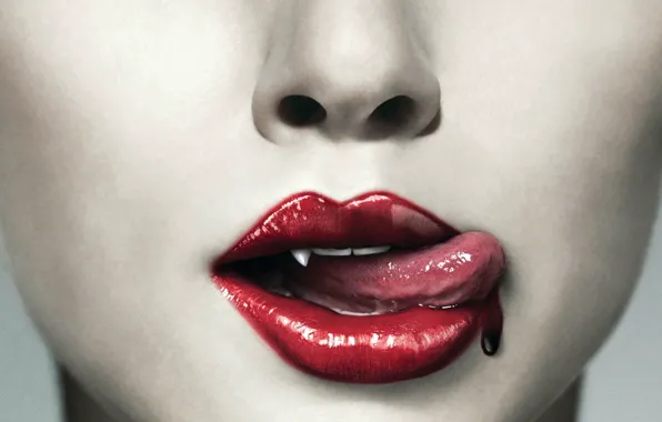Picture language, lips, vampire, teeth