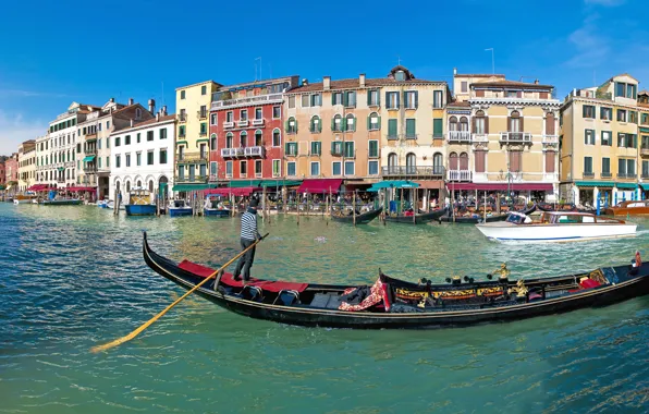 Picture Home, The city, Panorama, Boats, Italy, Venice, Canal Grande, Water Channel
