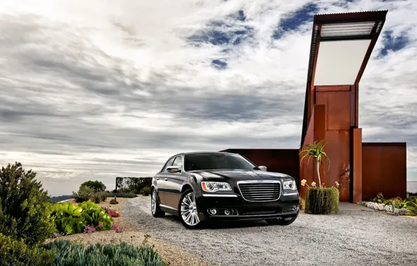Picture The sky, Auto, Black, Chrysler, Machine, The building, Sedan, 300, The front