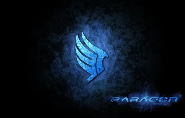 Picture blue, wings, hero, mass effect, achievement, paragon